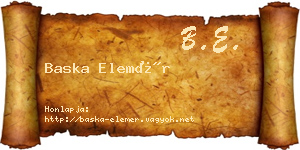 Baska Elemér névjegykártya